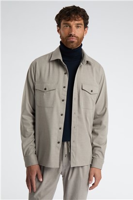  Beige Overshirt With Front Pockets