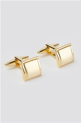  Square Curved Gold-Effect Brass Cufflinks