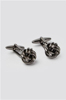  Large Open Knot Cufflinks - Gunmetal