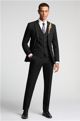  Slim Fit Black Stretch Suit Trousers