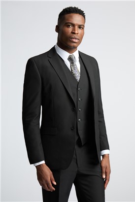  Regular Fit Black Stretch Waistcoat