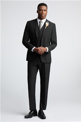  Regular Fit Black Stretch Suit Trousers