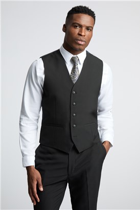  Regular Fit Black Stretch Waistcoat