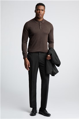  Tailored Fit Black Stretch Trousers