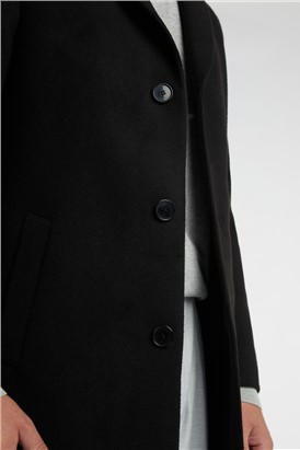  Slim Fit Black Overcoat