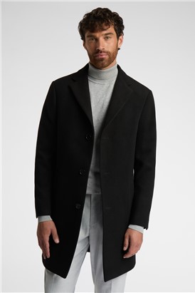  Slim Fit Black Overcoat