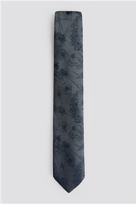  Grey Winter Floral Tie