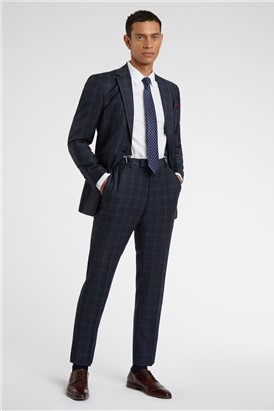  Regular Fit Blue Tan Check Wool Suit