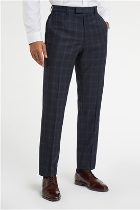  Regular Fit Blue Tan Check Wool Suit