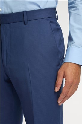  Regular Fit Blue Wool Stretch Trousers