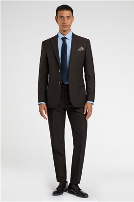  Regular Fit Brown Birdseye Suit