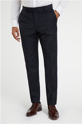  Regular Fit Navy Wool Stretch Trousers