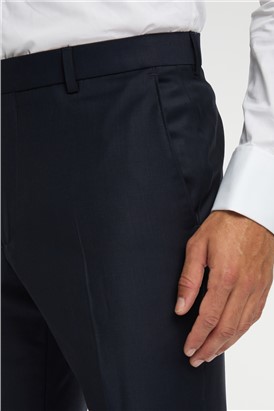  Regular Fit Navy Wool Stretch Trousers