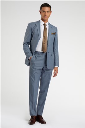  Regular Fit Mid Blue Wool Suit