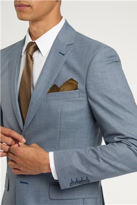  Regular Fit Mid Blue Wool Suit