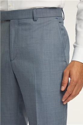  Regular Fit Mid Blue Wool Trousers