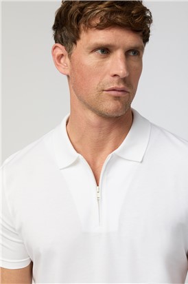  White Quarter Zip Jersey Polo