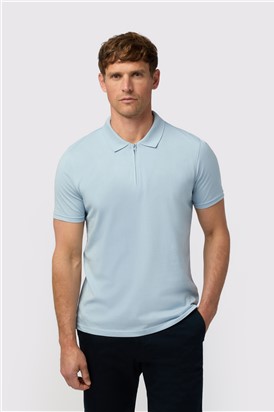  Light Blue Quarter Zip Jersey Polo
