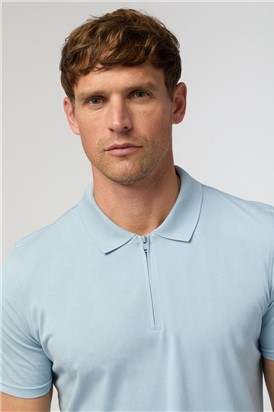  Light Blue Quarter Zip Jersey Polo