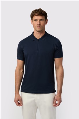  Navy Quarter Zip Jersey Polo