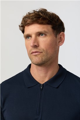  Navy Quarter Zip Jersey Polo
