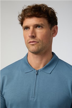  Petrol Quarter Zip Jersey Polo