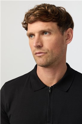  Black Quarter Zip Jersey Polo
