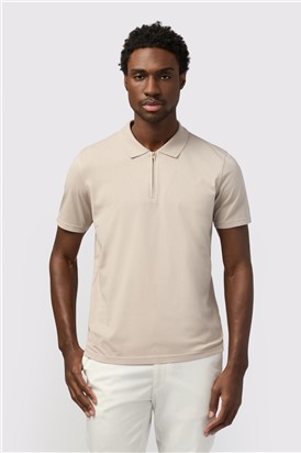  Taupe Quarter Zip Jersey Polo