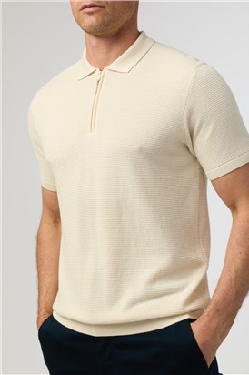  Ecru Quarter Zip Knit Polo