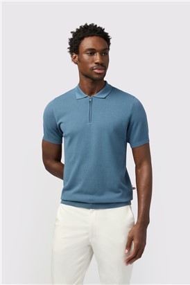  Petrol Quarter Zip Knit Polo