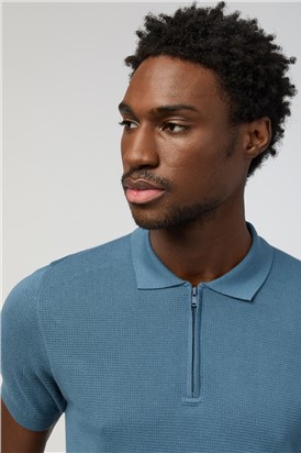  Petrol Quarter Zip Knit Polo