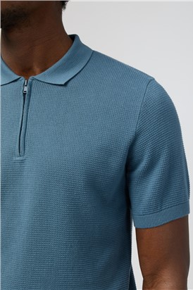  Petrol Quarter Zip Knit Polo