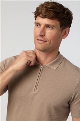  Taupe Quarter Zip Knit Polo