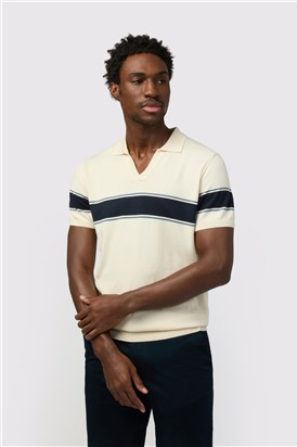  Ecru Revere Stripe Knit Polo
