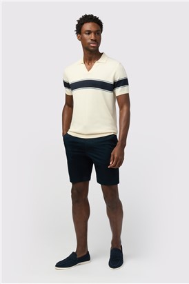  Ecru Revere Stripe Knit Polo