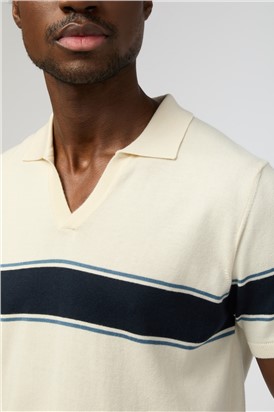  Ecru Revere Stripe Knit Polo