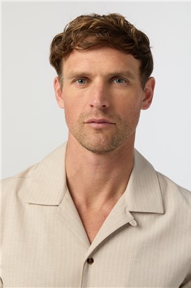  Oatmeal Stripe Linen Shirt