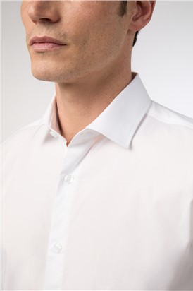  Tailored Fit White Stretch Short Sleeve Shirt