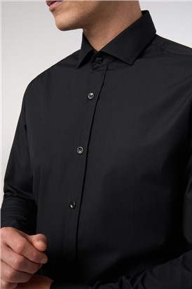  Tailored Fit Luxury Black Poplin Shirt