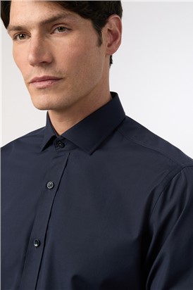  Tailored Fit Luxury Navy Poplin Shirt