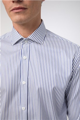  Tailored Fit Luxury Blue Striped Shirt