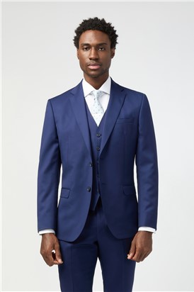  Tailored Fit Italian Super 110'S Blue Twill Trousers