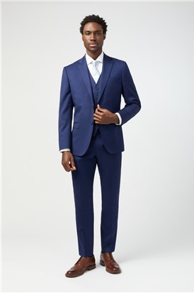  Tailored Fit Italian Super 110'S Blue Twill Trousers