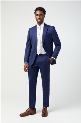  Tailored Fit Italian Super 110'S Blue Twill Trousers