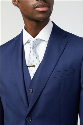  Tailored Fit Italian Super 110'S Blue Twill Trousers