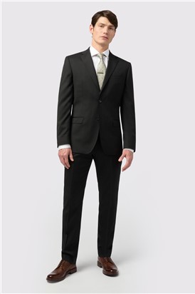  Tailored Fit Italian Super 110's Black Twill Waistcoat