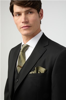  Tailored Fit Italian Super 110's Black Twill Waistcoat