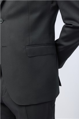  Tailored Fit Italian Super 110's Black Twill Waistcoat