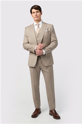  Tailored Fit Italian Super 110's Stone Twill Waistcoat