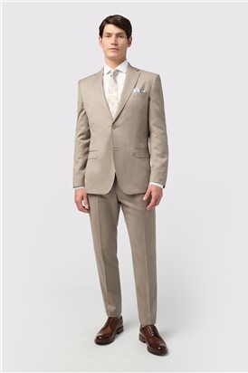  Tailored Fit Italian Super 110's Stone Twill Waistcoat